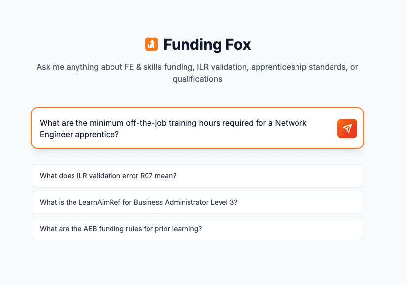 Example of asking a well-structured question in the chat interface